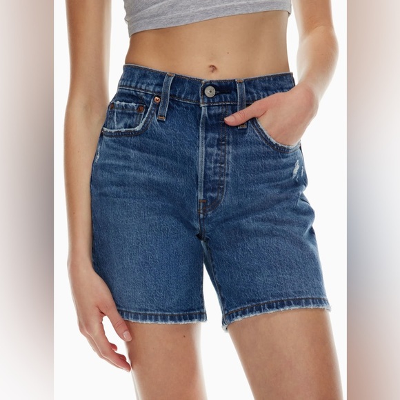 Levi's 501 Mid Thigh High Rise Denim Shorts size 24 - Picture 1 of 9